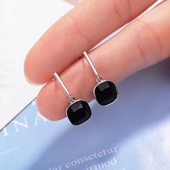 Sterling Silver Black Crystal Earrings - Picture 3 of 5